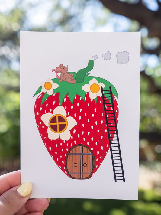 Strawberry Mouse House Print
