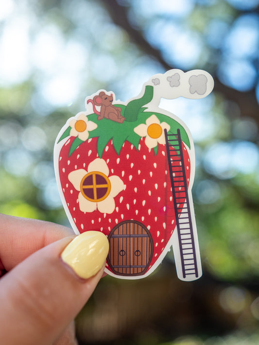 Strawberry Mouse House Sticker
