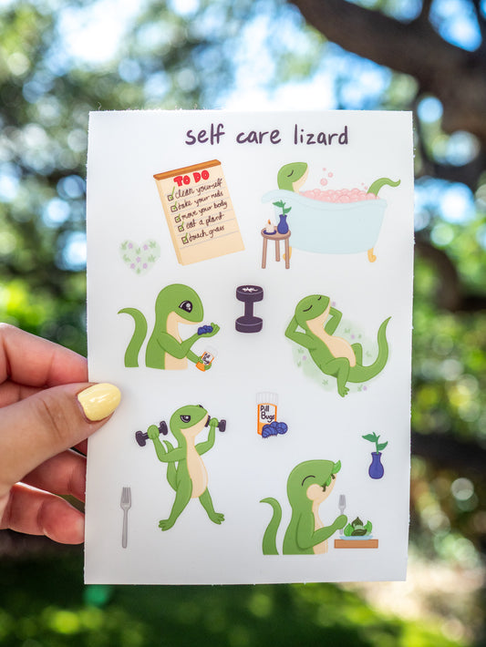 Self Care Lizard Sticker Sheet