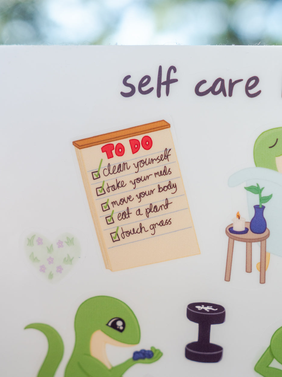 Self Care Lizard Sticker Sheet