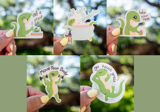 Self Care Lizard Sticker Pack